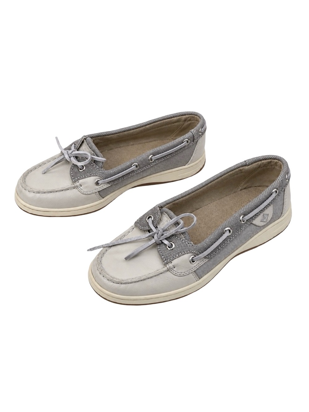 Sperry Womens Boat Shoes Size 8.5 Gray & White Casual Loafers